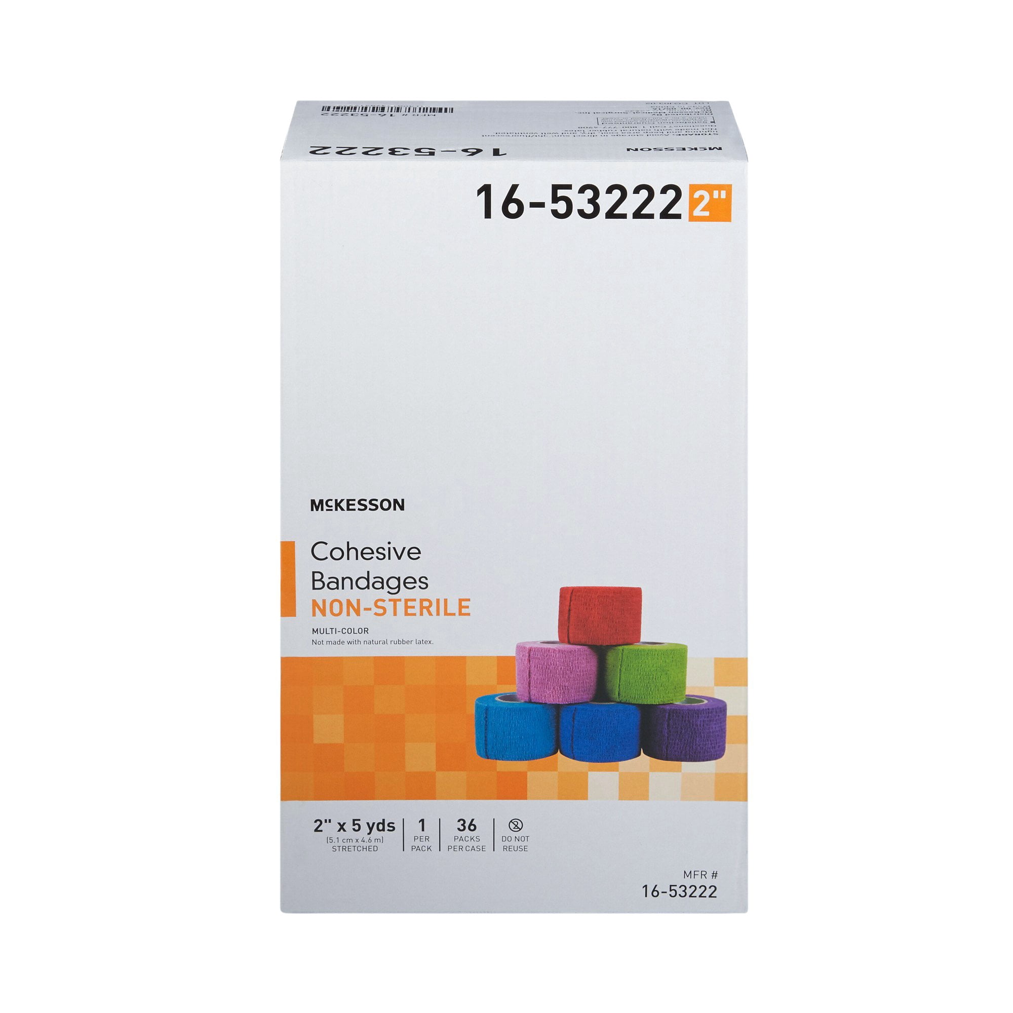 McKesson Cohesive Wound Bandages, Self-Adherent Compression Wrap, 2 in x 5 yd, 1 Count, 36 Packs, 36 Total