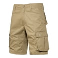 thumbnail image 2 of Enridrech M-4XL Big and Tall Shorts for Men Cotton 5 Inch Cargo Pant with Pockets Button Waist Solid Color Short Pants, 2 of 5