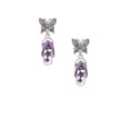 thumbnail image 2 of Delight Jewelry Silvertone Purple Open Plumeria Flower Flip Flop Silvertone Antiqued Butterfly Post Earrings, 2 of 4