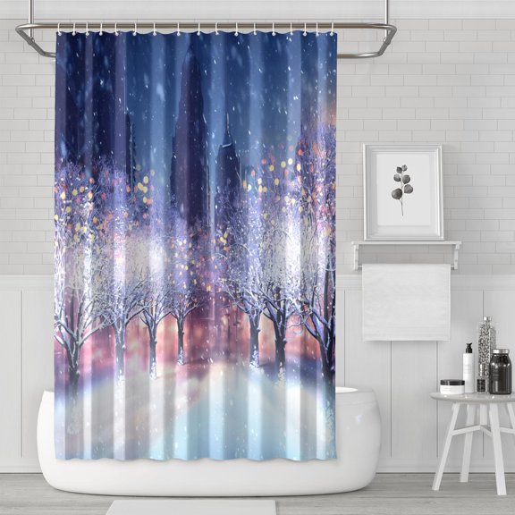 Shower Curtain for Bathroom Christmas Snowflake Shower Curtains Durable Modern Bathroom Curtains Hooks Included,72x72Inch