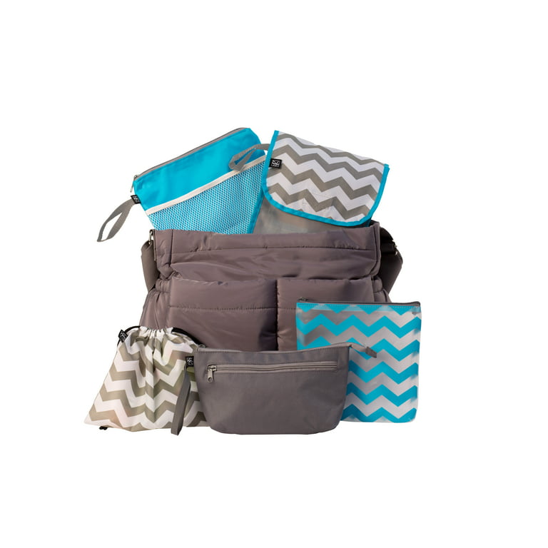 J.L. Childress 5-in-1 Diaper Bag Organizer - Grey/Chevron