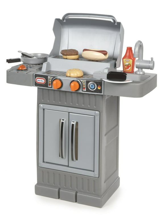 Little Tikes Cook 'n Grow BBQ Grill 8-Piece Pretend Play Kitchen Toys Playset, Gray, For Kids Toddlers Boys Girls Ages 2 3 4+