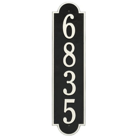 Personalized Whitehall Products Richmond Vertical Single Line Estate Plaque in Black/White