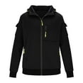 thumbnail image 4 of Men's Sports Sweatshirts Full Zip Casual Loose Daily Cardigan Sweatshirt Solid Color Athletic Work Running Hoodies Black XXL, 4 of 5