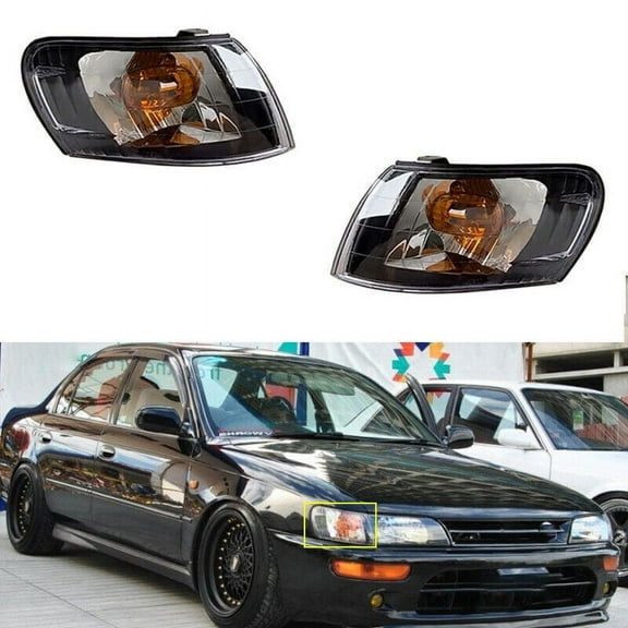 A pair of black front corner light lenses suitable for 1993-1997 for Toyota for COROLLA AE100 E100 AE101-