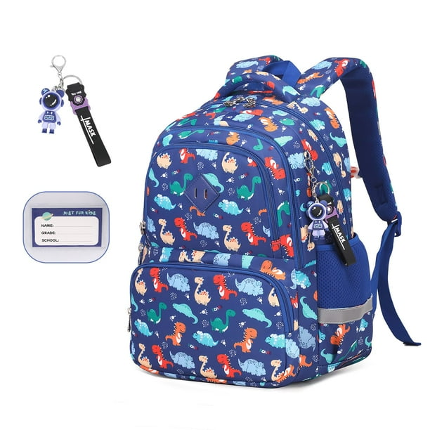 Mochila MUSEVOS Kids azul/dinosaurio impermeable para niños de 6 a 14 años