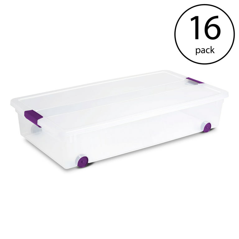 Sterilite 60 Quart ClearView Latch Lid Wheeled Underbed Storage Box, (16  Pack), 16pk - Fry's Food Stores
