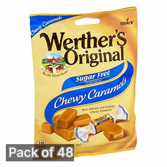 Werther's Original Sugar Free Chewy Caramels 2.75 oz Bag (Pack of 48)