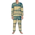 thumbnail image 3 of Sikiie Retro Wooden Mens Pajama Set, Soft Warm Long Sleeve Sleepwear, Cozy Button-Down Pjs for Men-X-Large, 3 of 7
