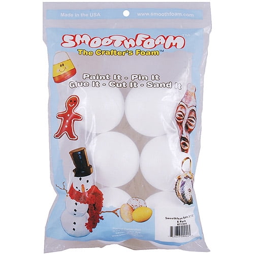 Smooth Foam Balls, 6pk, White
