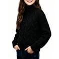 thumbnail image 5 of WQNVRNR Girls Fall Winter Sweater Cable Knit Soft Loose Mock Neck Long Sleeve Knit Pullover Black 8 Years, 5 of 7