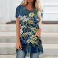 thumbnail image 1 of Blouse à Manches Courtes Grande Taille pour Femmes Mode Été Décontractée Col Rond Manches Courtes Imprimée Hauts Blouse T-shirt Col en V Femmes en Solde, 1 of 8