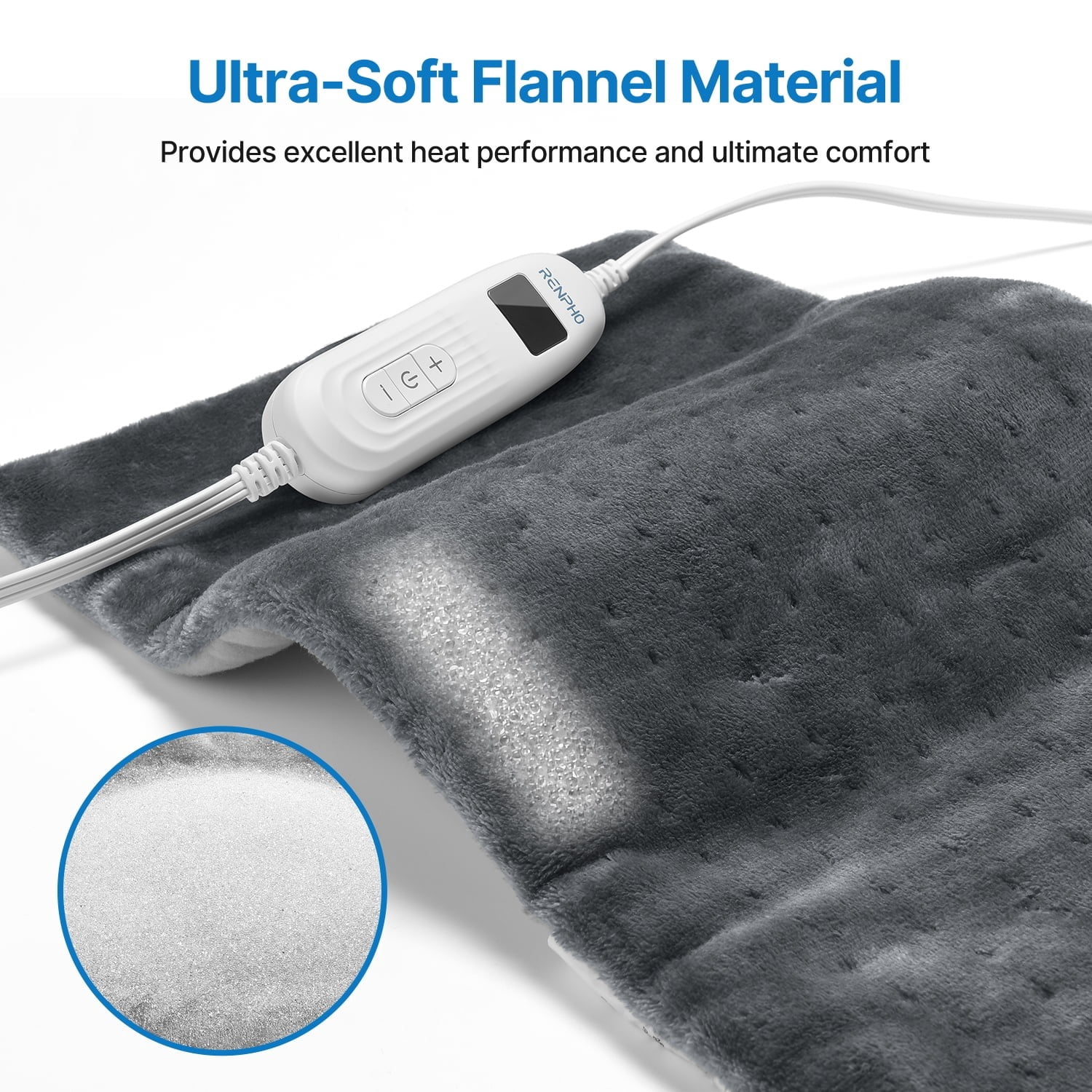RENPHO Heating Pad for Back Pain Relief & Period Cramps, Hsa Fsa Eligible, Heat Pad for Neck and Shoulder,12"x24", Mothers Day Birthday Gifts for Women Men, Gray