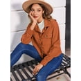 thumbnail image 5 of Womens Fashion Cropped Shackets Corduroy Button Down Crop Jackets Tops Long Sleeve Shirts Trendy 2025 Orange Red XL, 5 of 8