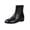 14#Black, variant on Women's Genuine Leather Handmade Side Zipper Square Toe Block Low Heel Ankle Booties