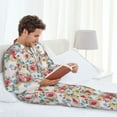thumbnail image 6 of Honeii Rose Flowers Pattern Mens Pajamas Set,2pcs Men's Lounge Long Sleeve Sleep Shirt and Pajama Bottoms Sleepwear Set,Mens Pjs Sets-XX-Large, 6 of 7