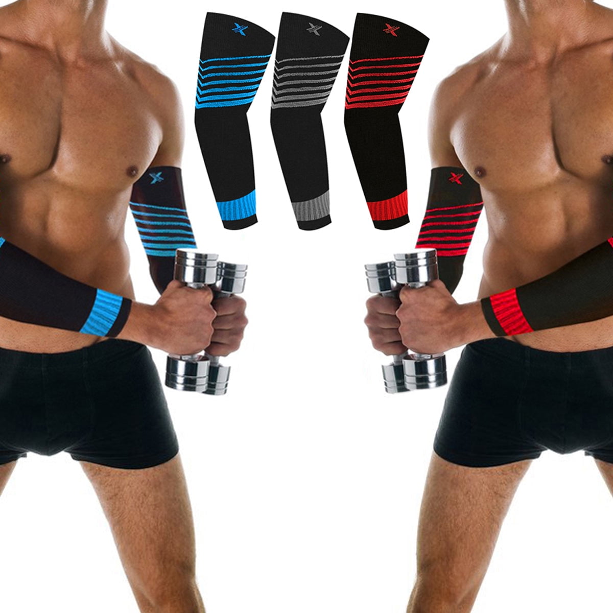 Ultra V-Striped Compression Elbow Sleeves (1-Pair)