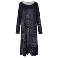 thumbnail image 4 of Awdenio Winter Dress Women Casual Hedging Print Ethnic Style Long Skirt Long Sleeve Loose Dress, 4 of 5