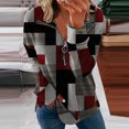thumbnail image 2 of Moda mujer Casual manga larga estampado cuello en V blusa con cremallera camiseta señoras Tops sueltos Pompotops  gfhjh21623, 2 of 8