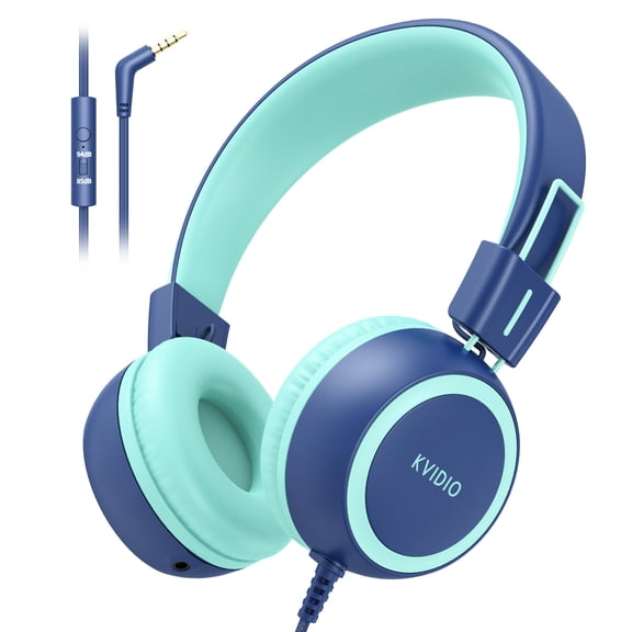 Kids Headphones, 85/94dB Safe Volume Kids Headphones for School Computer, Kids Wired Headphones with Built-in Microphone, Noise Isolation, Adjustable Headphones Wired for Kids, Girls, Boys, Tablet