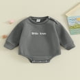 thumbnail image 2 of Baby Fall Romper Long Sleeve Snap Shoulder Letter Embroidery Bodysuit, 2 of 9