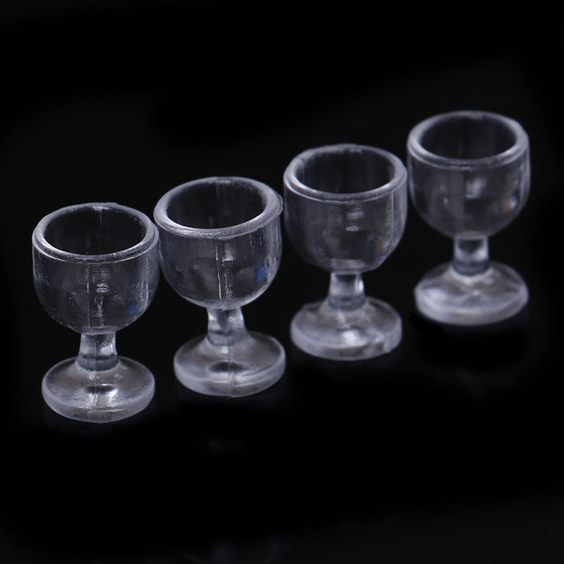 4Pcs 1:12 Dollhouse miniature clear cups doll house kitchen wine glass cups.FR 