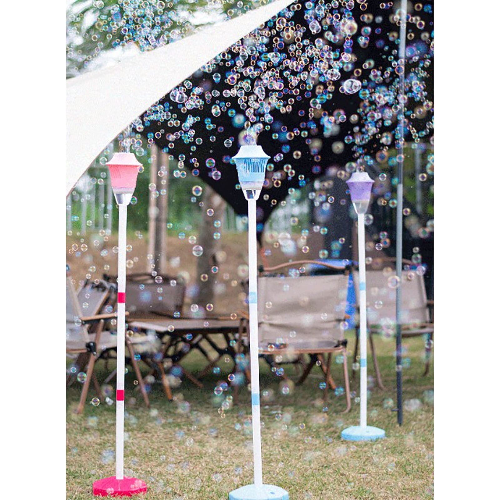 Magic Bubble Maker Outdoor, Street Lamp Bubble Machine, Automatic Standing Bubble Machine with Music and Lights, Height Adjustable Up to 47 Inches, Garden Decor