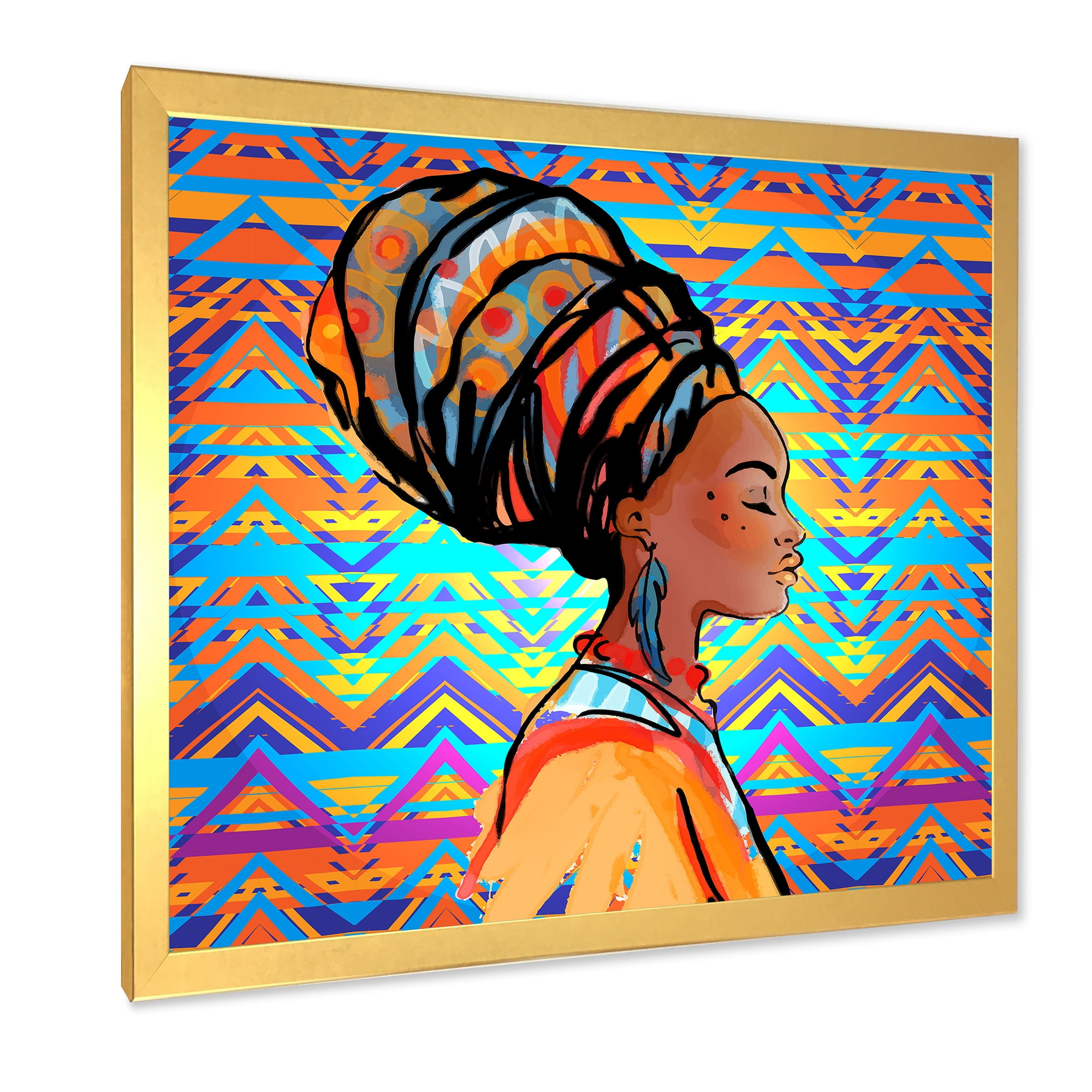 Designart 'African American Woman Portrait with Turban IV' Modern Framed Art Print