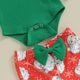 thumbnail image 6 of Okbabeha Baby Girl Christmas Outfit Crewneck Romper Onesie Santa Claus Flare Pants Headband 3 Piece Fall Infant Girl Clothes, 6 of 8