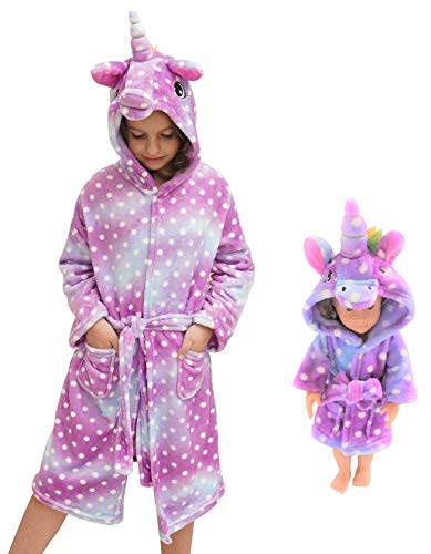 HulovoX Unicorn Bathrobe Matching Doll & Girls Unicorn Gifts for Girls 