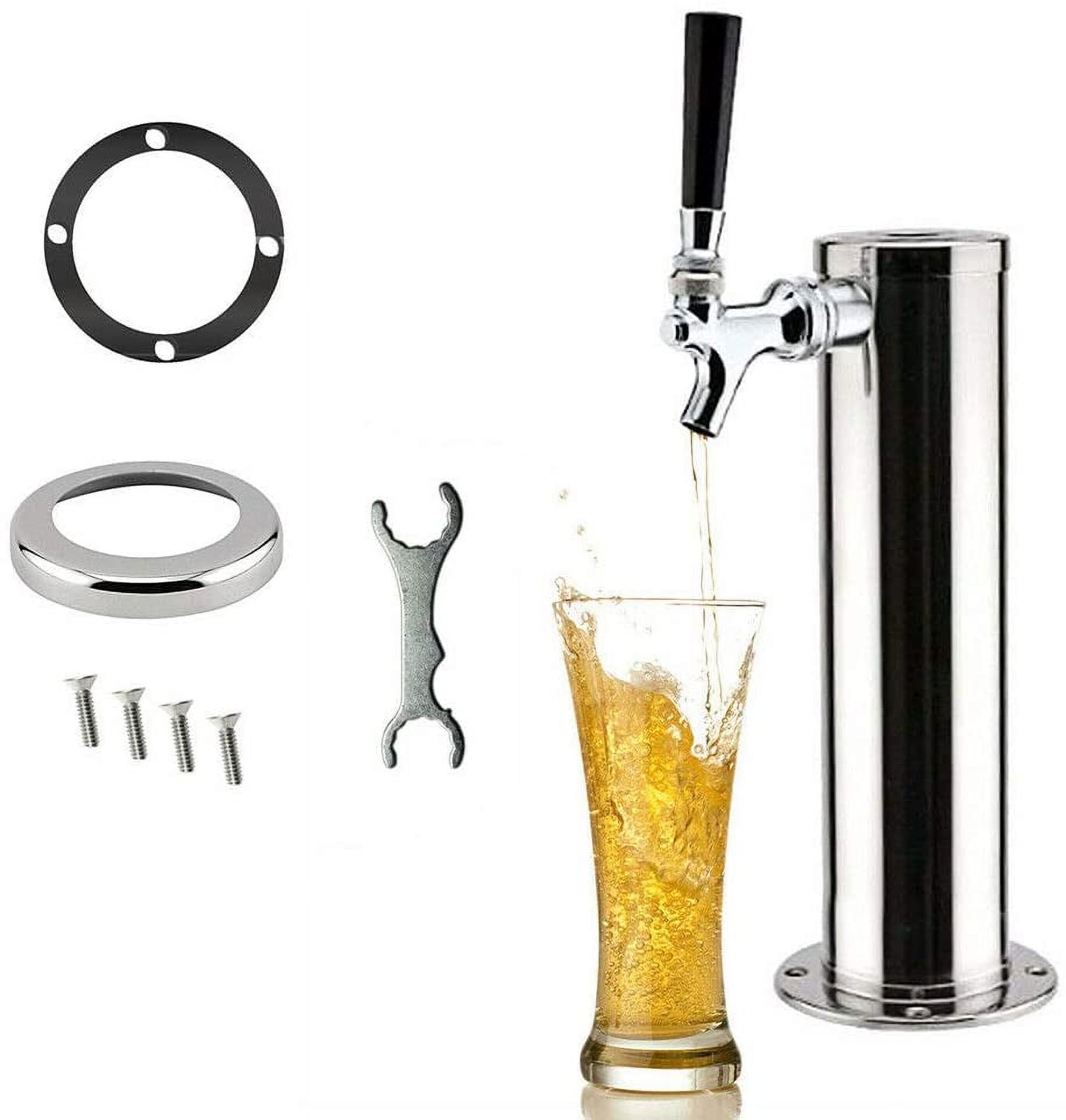 Stainless Steel Single Faucet Tap Draft Beer Kegerator Tower Beer Dispenser for Bar Home Brewing, 3-Inch Column Silver (Sing Tap) - image 2 of 6