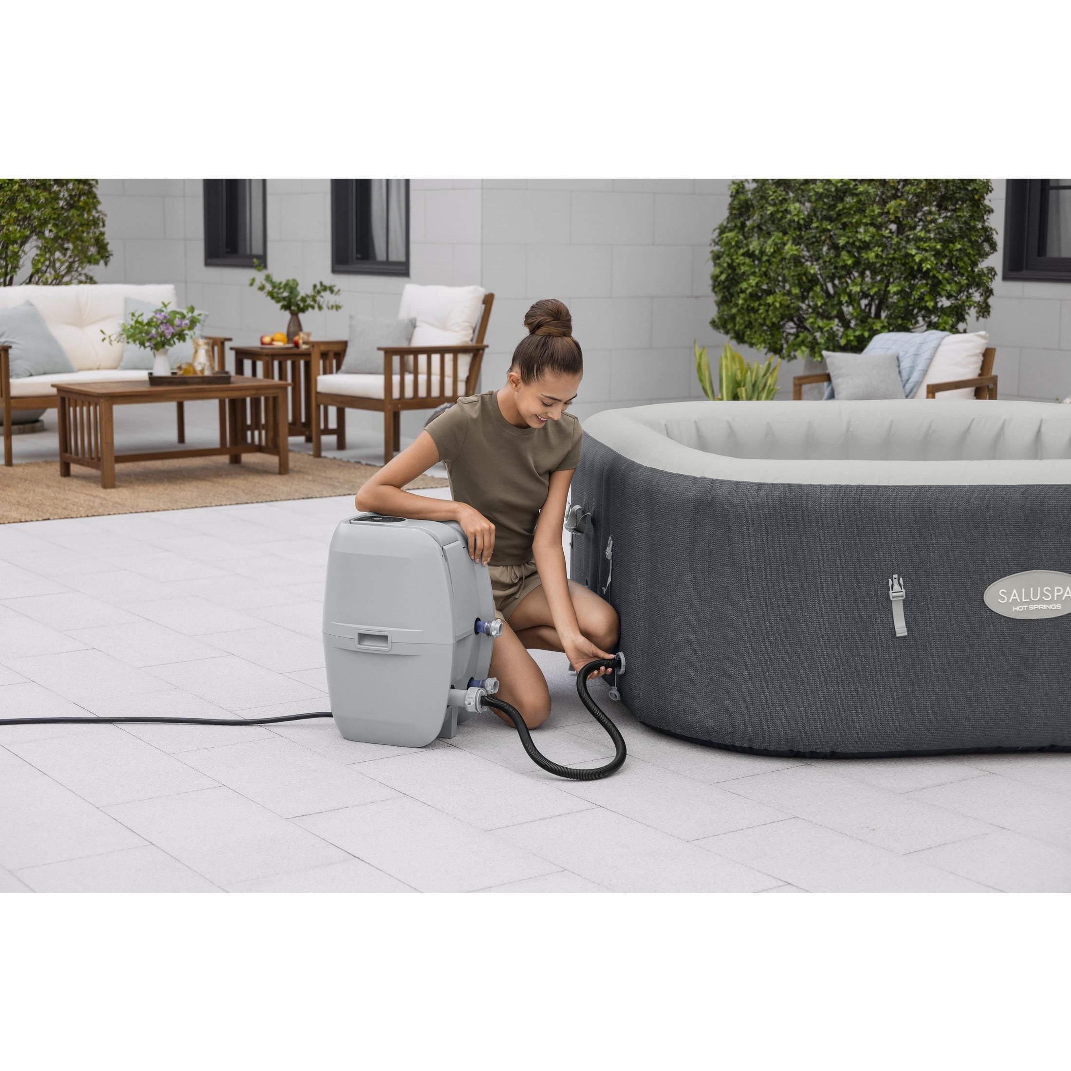 Bestway SaluSpa Hot Springs Energy-Efficient Smart AirJet 4-6 Person Inflatable Hot Tub with App-Control