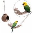 thumbnail image 1 of Nido de pájaros de coco natural Jaula de pájaros de coco Nido de pájaros natural con escalera Casa de coco para pájaros Nido de columpio para loros Puente Escalera para jaulas de pájaros 67 cm para j, 1 of 5