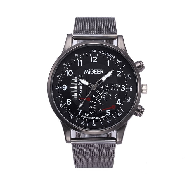 EGNMCR Men's Quartz Watch Fashion Man Design Stainless Steel Mesh belt Analog Alloy Quartz Wrist Watch Man Watch