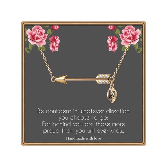 Turandoss 2026 Graduation Gifts Arrow Necklace Class of 2026 Graduation Gifts for Her Initial Leaf Pendant Trendy Jewelry Personalized College High School Senior Grad Gifts for Her Women Friends