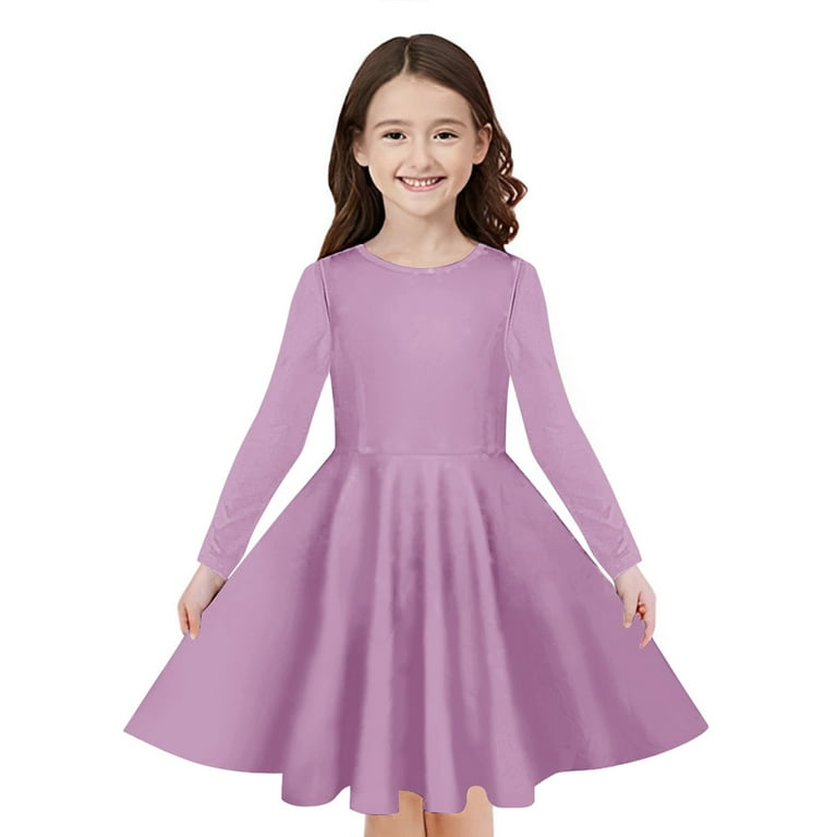 Kids Sparkly Homecoming Dress Girls Long Sleeve Solid Color Stretchy Dress  a Line Twirly Skater School Recital Dress Kids Dresses 2024 Purple 9Y -  Walmart.com