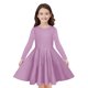 thumbnail image 1 of Odeerbi Niñas Manga Larga A-Vestido de Manga Larga Para Niñas Vestido Acampanado de Primavera Vestido Elástico de Colores Sólidos Vestido de Patinadora Twirly Vestido de Recital Escolar, 1 of 9