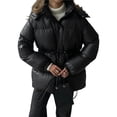 thumbnail image 3 of Womens Long Padded Jacket Coat - Midweight Long Parka Length Hooded Zipper Snow Winter Jackets for Women, 3 of 10