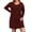 Brown, variant on Swuxness Women Long Sleeves Loose Dress, Women Casual Mini Dresses, Women's Large Size Loose Fitting Solid Color Knee Length Dress Pink, XXXL