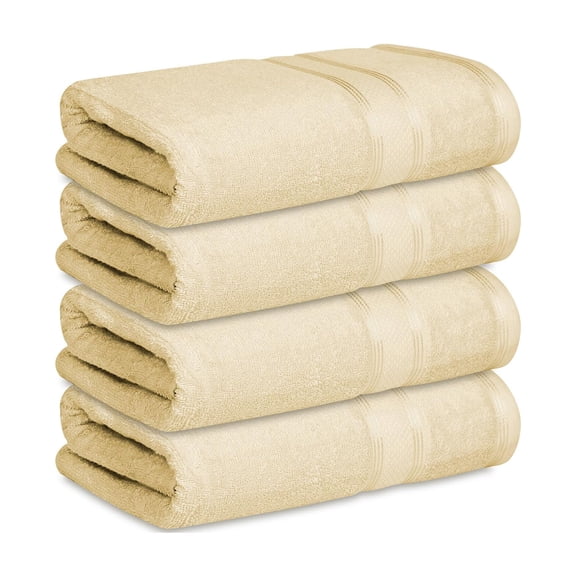 Casa Lino 4Pc Premium Bath Towels (54" x 27") - 100% Cotton, 400GSM, Ultra Soft & Absorbent (Cream)
