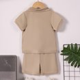 thumbnail image 4 of Odeerbi 2-8 Years Kids Boys Summer Outfits Button Down Collar Short Sleeve Shirt Shorts Two-piece Set Solid Color Sports Casual Loungewear Kids Boys Clothes, 4 of 8