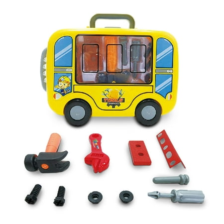 Mozlly Little Engineer's Portable Tool Playset Luggage Trolley, Construction Carpentry Repair Home Builders Durable Pretend Play Workshop Educational Toy for Toddlers Kids Boys Toys & Games (11 Pcs)