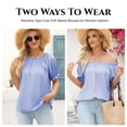 thumbnail image 3 of SHEWIN Womens Tops Summer Short Sleeve Off the Shoulder Shirts Casual Spring Cute Dressy Pleated Puff Sleeve Blouses, 3 of 10