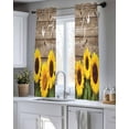 thumbnail image 5 of Yellow Sunflowers Sheer Curtains 39 Inch Length 2 Panels Set for Living Room/Bedroom, Family Farmhouse Brown Wooden Butterfly Kitchen Curtains Grommet Curtains Window Treatments 27.5"x39"x2, 5 of 7
