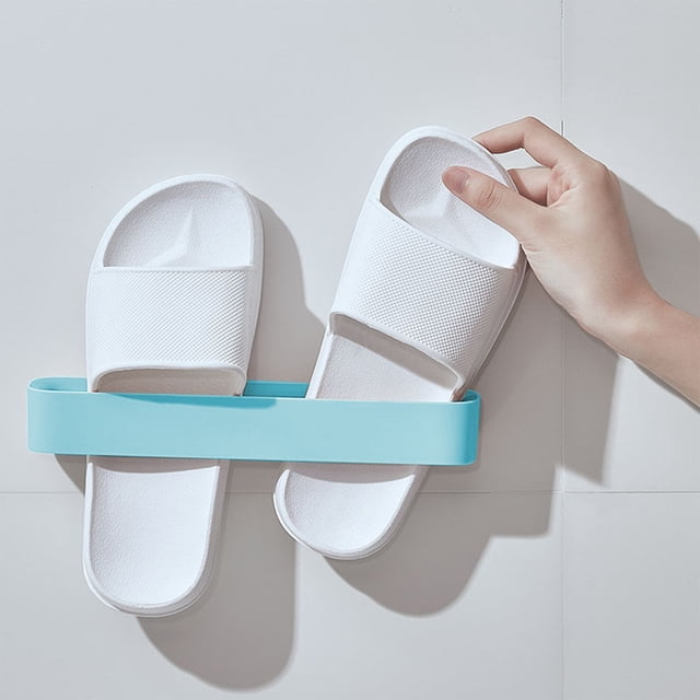 TIMIFIS Toothbrush Holders Bathroom Slippers Rack Punch Frees Toilet Wall Mounted Toilet Slippers Rack Wall Shoe Storage Bathroom Slippers Rack