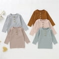 thumbnail image 3 of WOYY Toddler Girls Ribbed Henley T-Shirt Solid Knit Long Sleeve Top Pullover Kids Clothes, 3 of 3