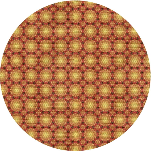 Ahgly Company Tapis Rond Lavable en Machine Intérieur Transitionnel Rouge Lave, 5 Pieds Rond