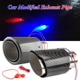 thumbnail image 3 of HAHDAXIA Auto Accessories 63-65mm Inlet Carbon Fiber Color Car Exhaust Muffler Pipe Tip With RED/Blue LED Light Red/Blue Light, 3 of 5