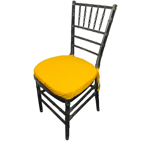 LA Linen Pack-4 Polyester Poplin Chiavari Chair Cushion Cover , Yellow Dark