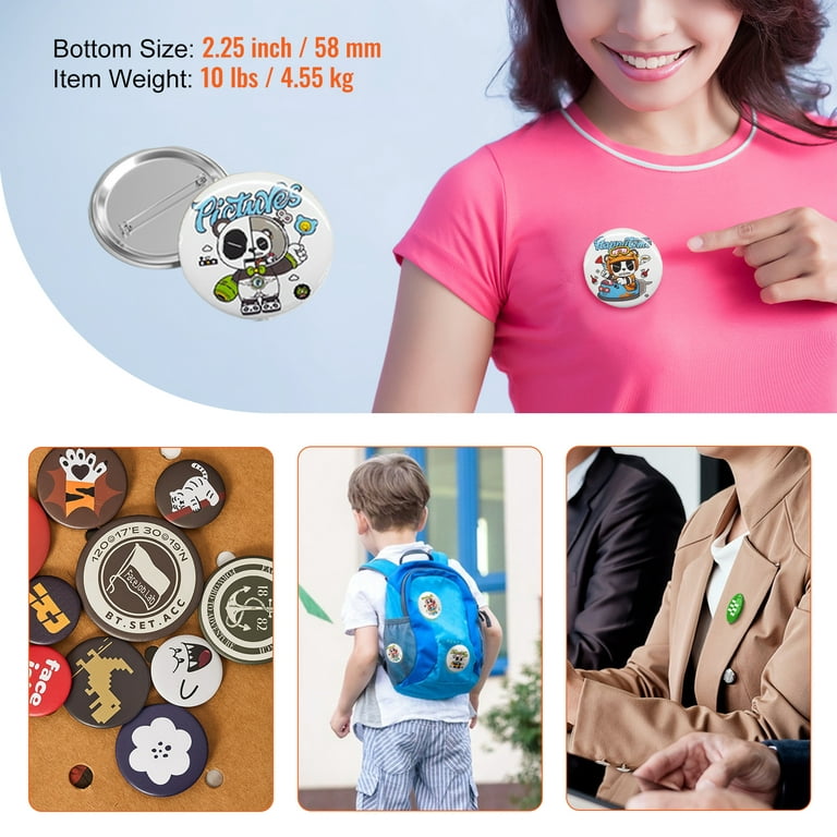 VEVOR 2.25 58mm Button Badge Parts Supplies for Button Maker Machine 500 Sets